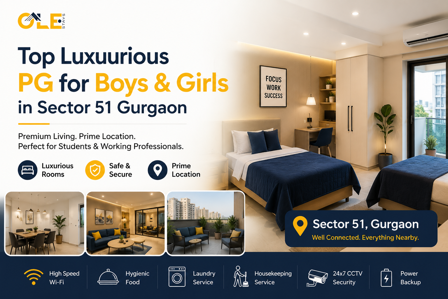 Top Luxurious PG for Boys & Girls in Sector 51 Gurgaon